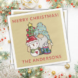 Festive Gnome Snowman Merry Christmas Party Napkin<br><div class="desc">Festive Gnome Snowman Merry Christmas Party celebrating a party or open house with cocoa.</div>