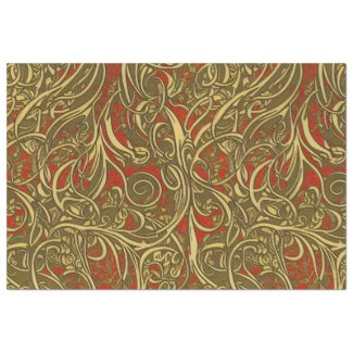 Festive Gold and Red Ornate Celtic Swirling