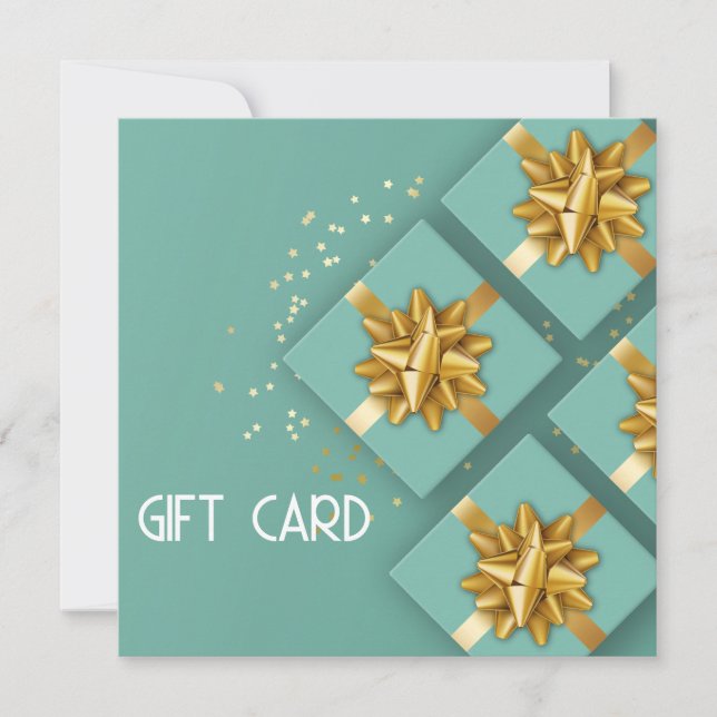 Festive Gold Bow Modern Mint Gift Box Gift Card (Front)