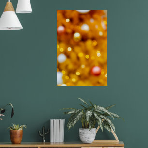 Festive Gold Christmas Bokeh Background Poster