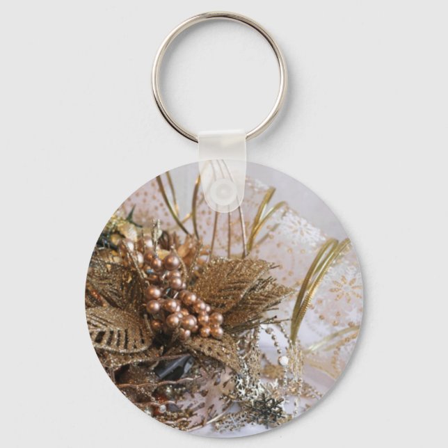 Festive Gold Christmas Key Ring (Front)