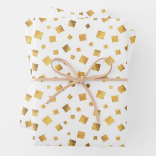 Festive Gold Confetti Gift Wrapping Paper Sheet