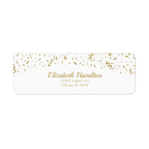 Festive Gold Confetti White Return Label
