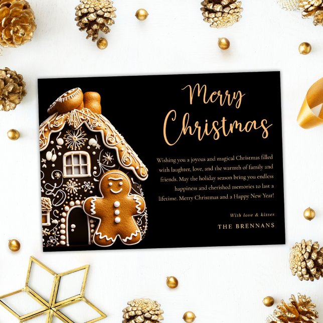 Festive Gold Gingerbread Merry Christmas Holiday Card (Festive Gold Gingerbread Merry Christmas Holiday Card)
