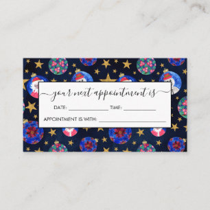 Festive Gold Glitter Stars Ornaments Watercolor Appointment Card