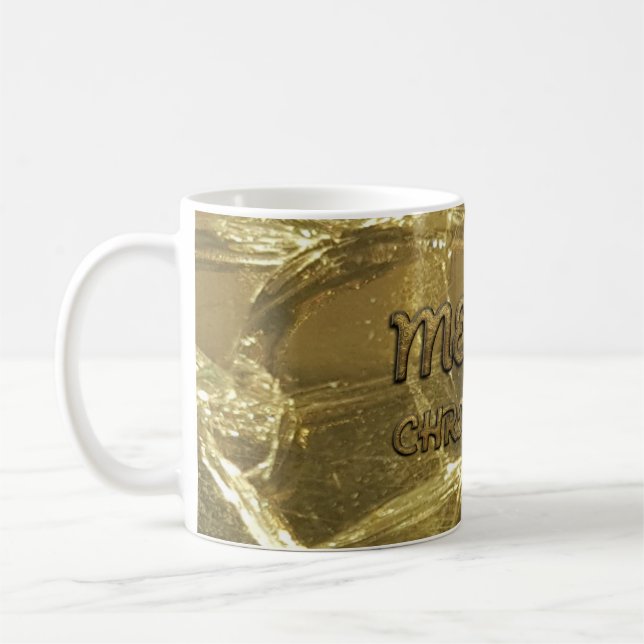 Festive Gold Merry Christmas Typography Mug (Left)
