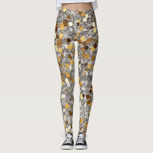 Festive gold mixed tiled pattern New Years Leggings