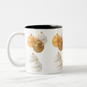 Festive Gold & Pearl Hanging Ornaments Christmas Two-Tone Coffee Mug