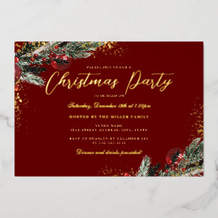 Festive Gold Red Sparkle Foliage Christmas Party