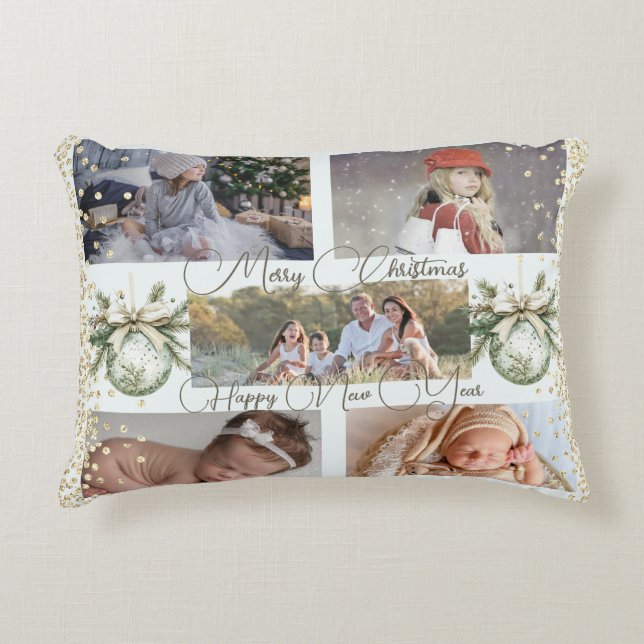 Festive Gold Scripts Happy New Year  Decorative Cushion (Front)