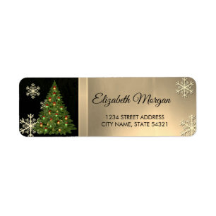 Festive Gold Snowflakes, Christmas Tree Label