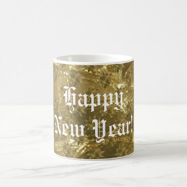 Festive Gold Stars Happy New Year Coffee Mug (Center)
