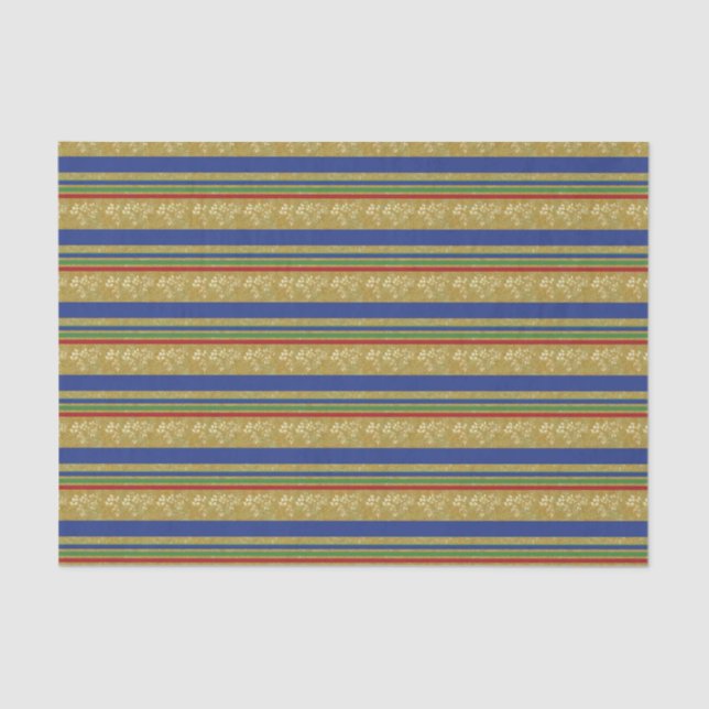 Festive Gold Stripes Holiday Tissue Paper (Front)