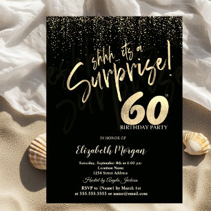 Festive Gold Surprise 60th Birthday Party Invitation