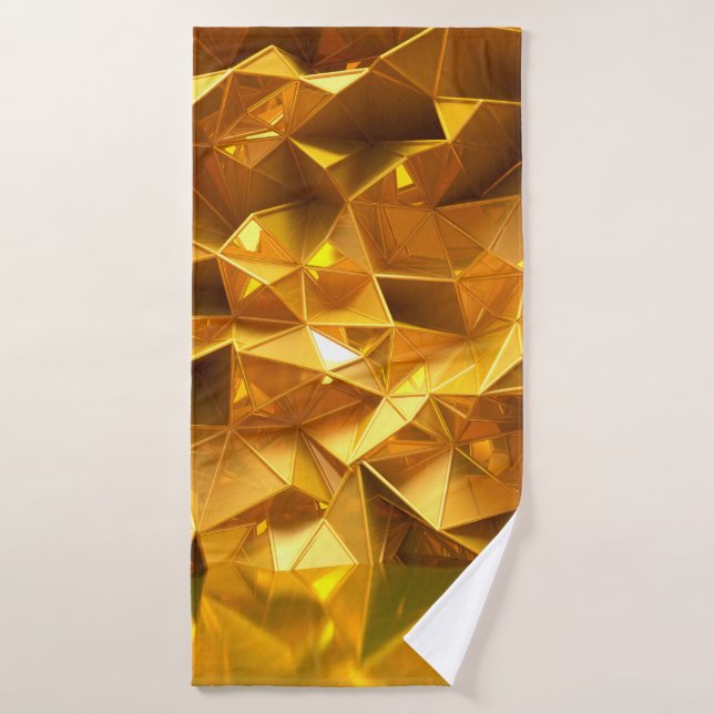 Festive golden background with triangles, bathroom bath towel (Bath Towel)