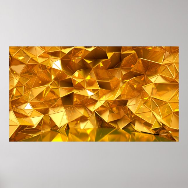 Festive golden background with triangles, bathroom poster (Front)