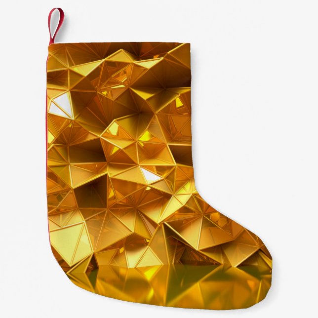Festive golden background with triangles, bathroom small christmas stocking (Front)