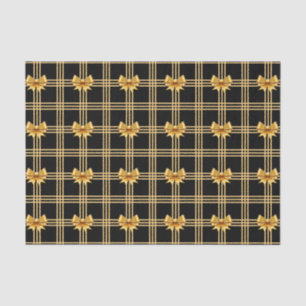 Festive golden Christmas bow tiled pattern Tissue Paper