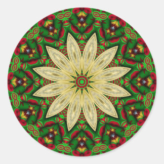 Festive Golden Flower Petals Classic Round Sticker