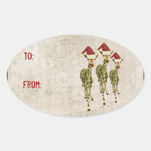 Festive Golden Giraffes Gift Sticker