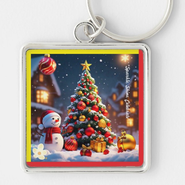 "Festive Golden Glow" Key Ring (Front)