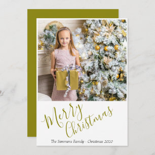Festive Golden Merry Christmas Photo Holiday Card