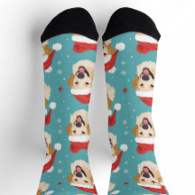 Festive Golden Retriever Christmas Crew Socks 