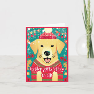 Festive Golden Retriever Ugly Christmas Sweater  Holiday Card