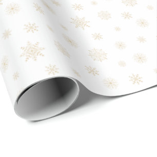 Festive Golden Snowflake Pattern Wrapping Paper