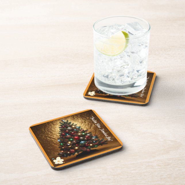 "Festive Golden Sparkles" Coaster (Right Side)