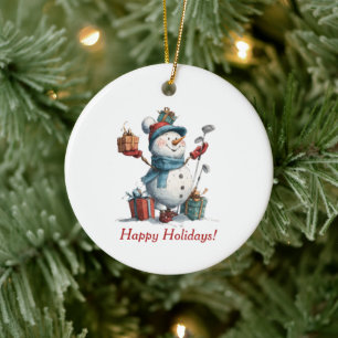 Festive Golf Lover Christmas Card Ceramic Tree Decoration