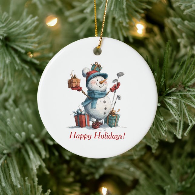 Festive Golf Lover Christmas Card Ceramic Tree Decoration (Tree)