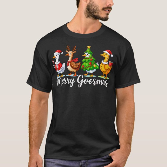 Festive Goose Family Christmas T-Shirt (Front)