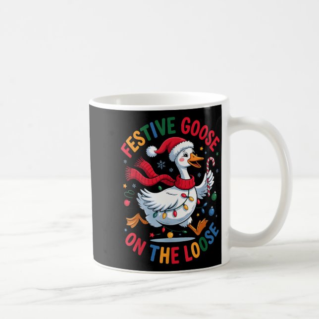 Festive Goose On Loose Christmas Cute Holiday Wint Coffee Mug (Right)