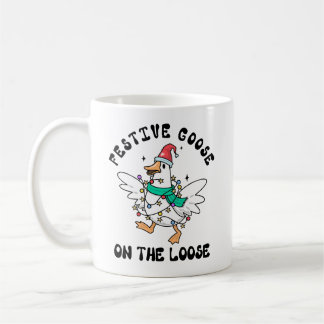 Festive Goose on the Loose Christmas Coffee Mug