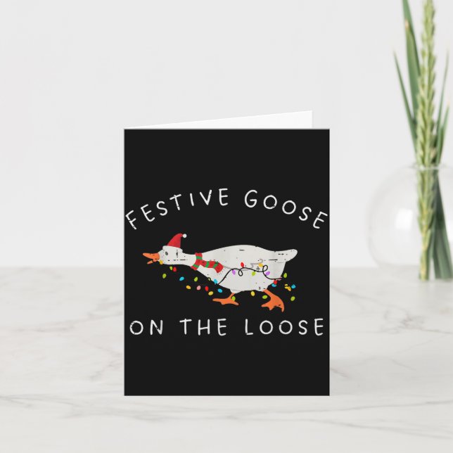 Festive Goose On The Loose Christmas Duck Light Xm Card (Front)