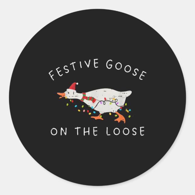 Festive Goose On The Loose Christmas Duck Light Xm Classic Round Sticker (Front)