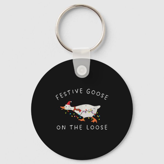 Festive Goose On The Loose Christmas Duck Light Xm Key Ring (Front)