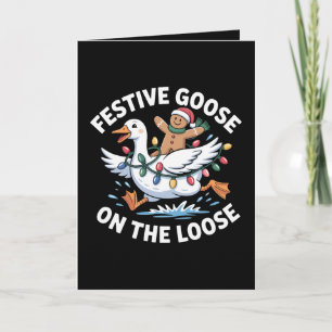 Festive Goose On The Loose Christmas Gingerbread Card