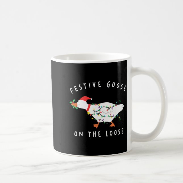 Festive Goose On The Loose Christmas Santa Silly G Coffee Mug (Right)