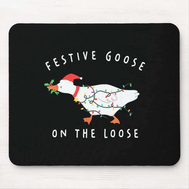 Festive Goose On The Loose Christmas Santa Silly G Mouse Mat (Front)