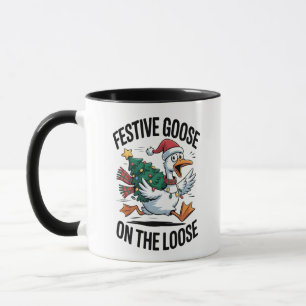 Festive Goose on the Loose Funny Goose Mug