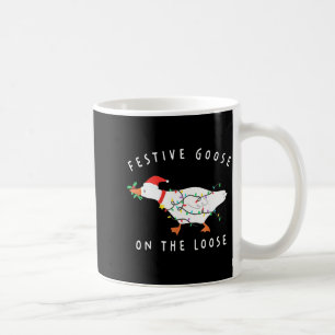 Festive Goose On The Loose Funny Silly Goose Retro Coffee Mug