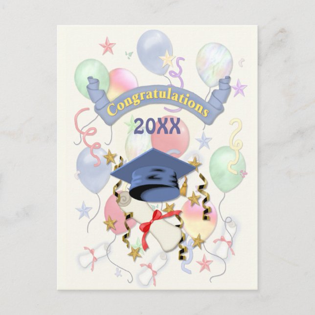 Festive Graduation Balloons 2018 Postcard (Front)