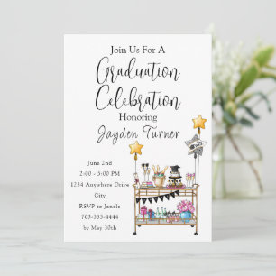 Festive Graduation Bar Cart / Cheers to the Grad Invitation
