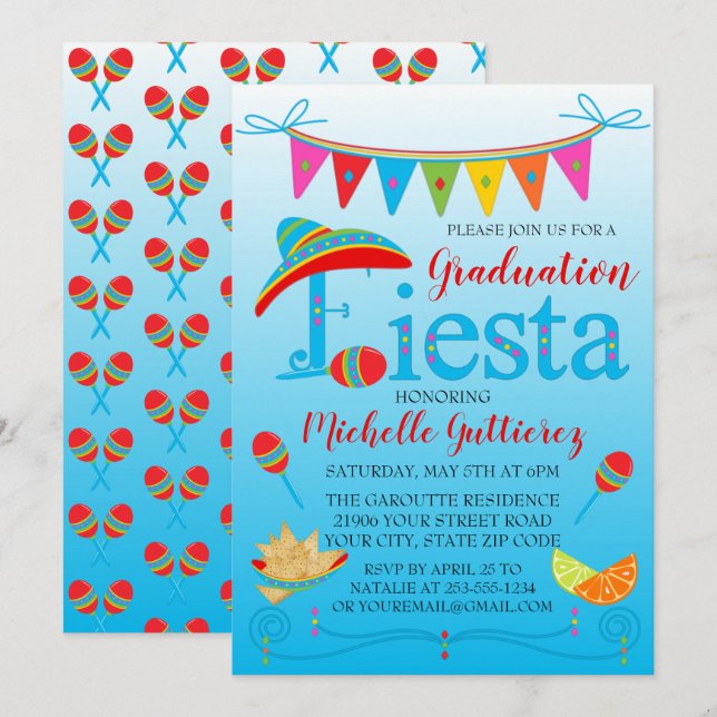 Festive Graduation Fiesta Invitation (Front/Back)