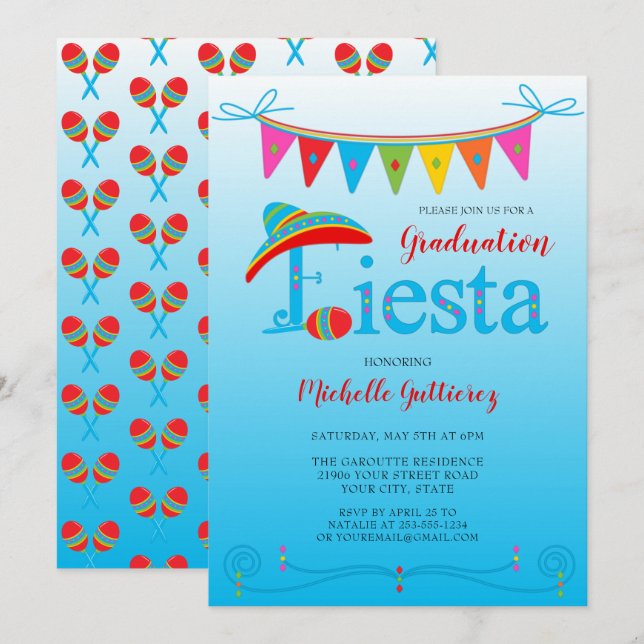 Festive Graduation Fiesta Invitation (Front/Back)