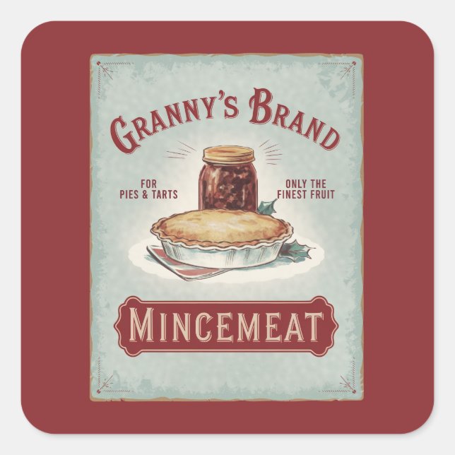 Festive Granny's brand mincemeat Square Sticker (Front)