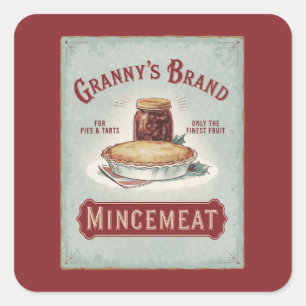 Festive Granny's brand mincemeat Square Sticker
