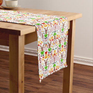 Festive Green And Gold Kasky Christmas Reindeer Short Table Runner
